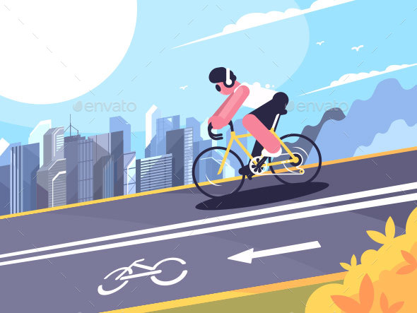 Cyclist on Track for Cyclists - People Characters
