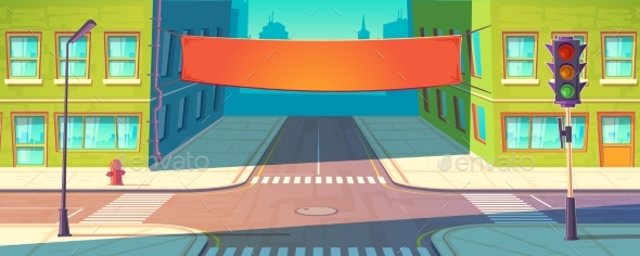 Vector Street Banner - Buildings Objects