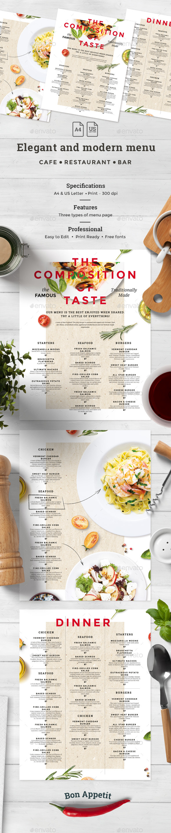 Restaurant Menu - Food Menus Print Templates