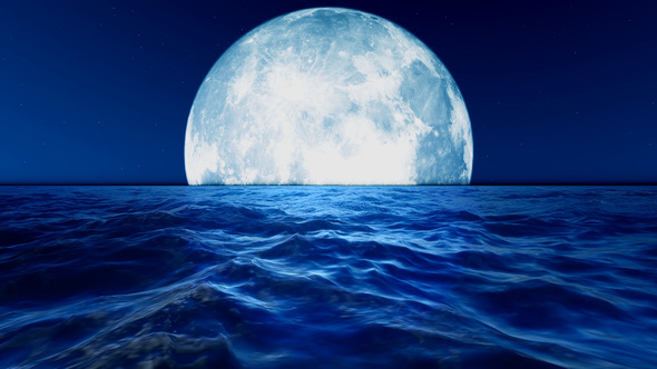 Big Moon Slow Motion Sea, Motion Graphics | VideoHive