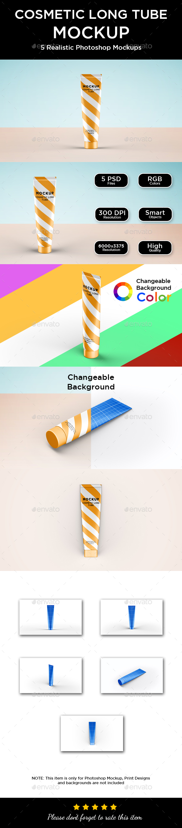 Cosmetic Tube Mockup - Long - Packaging Product Mock-Ups