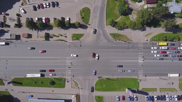 Aerial View of Car Intersection in the City