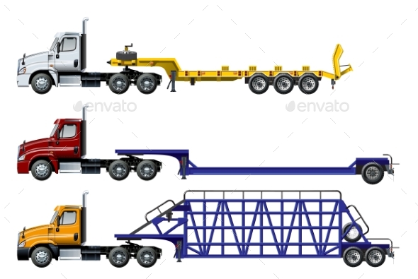 Vector Spec Trucks Set Template Isolated on White - Man-made Objects Objects