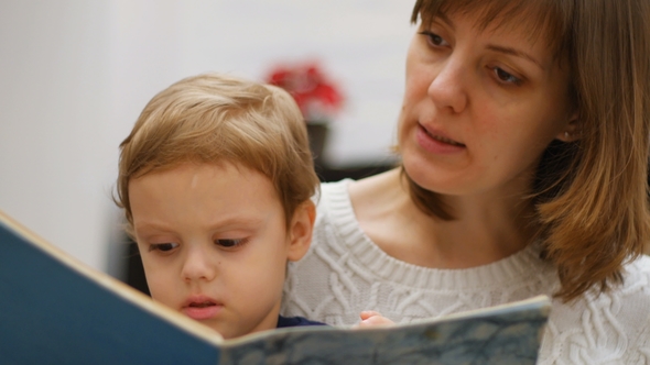 Mother and Son Reading a Book