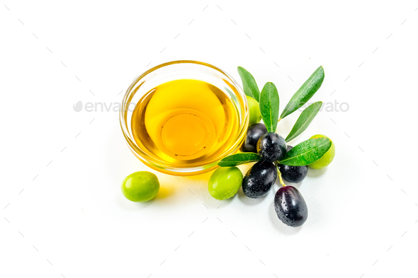 Organic olive oil with  olives - Stock Photo - Images