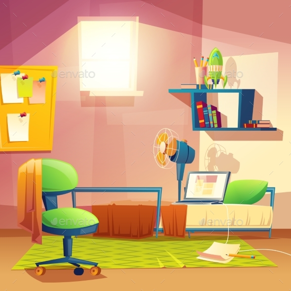 Vector Student Small Room - Buildings Objects