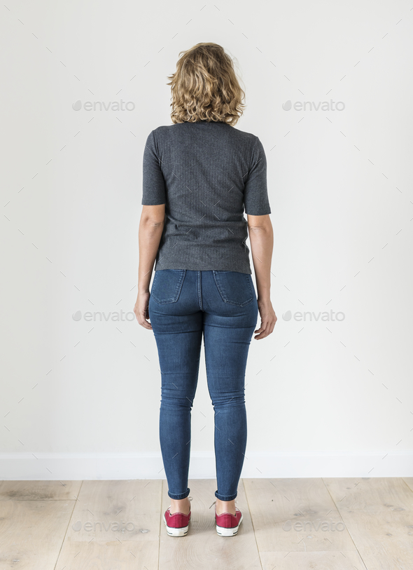 Portrait of white woman full body - Stock Photo - Images