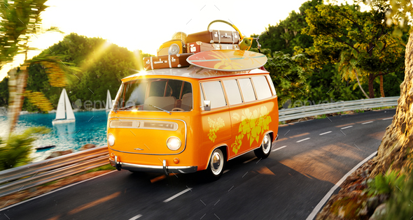 Cute little retro car - Stock Photo - Images