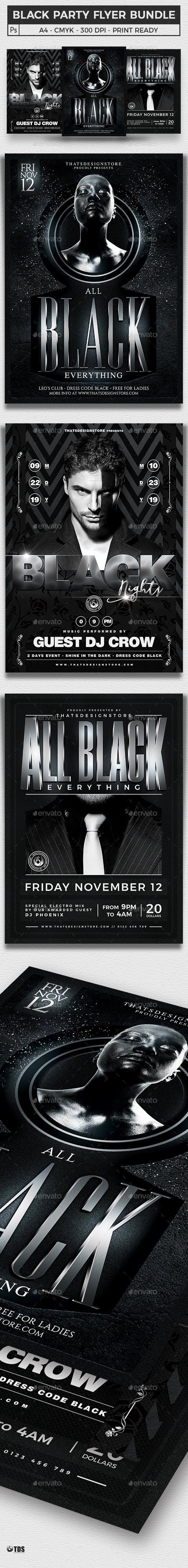Black Party Flyer Bundle - Clubs & Parties Events