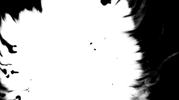 Beautiful White Watercolor Ink Drops Transition on Black Background, Paint Bleed Bloom, with Circle alt