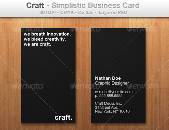 Craft - Simplistic Business Card for Professionals - Corporate Business Cards