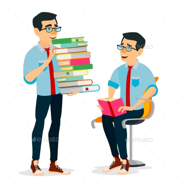 Man In Book Club Vector. - Technology Conceptual