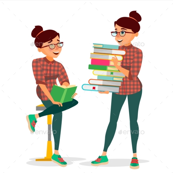 Woman In Book Club Vector. - Technology Conceptual