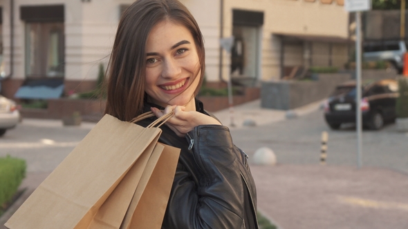 Girl Pose on the Street of the City, Stock Footage | VideoHive