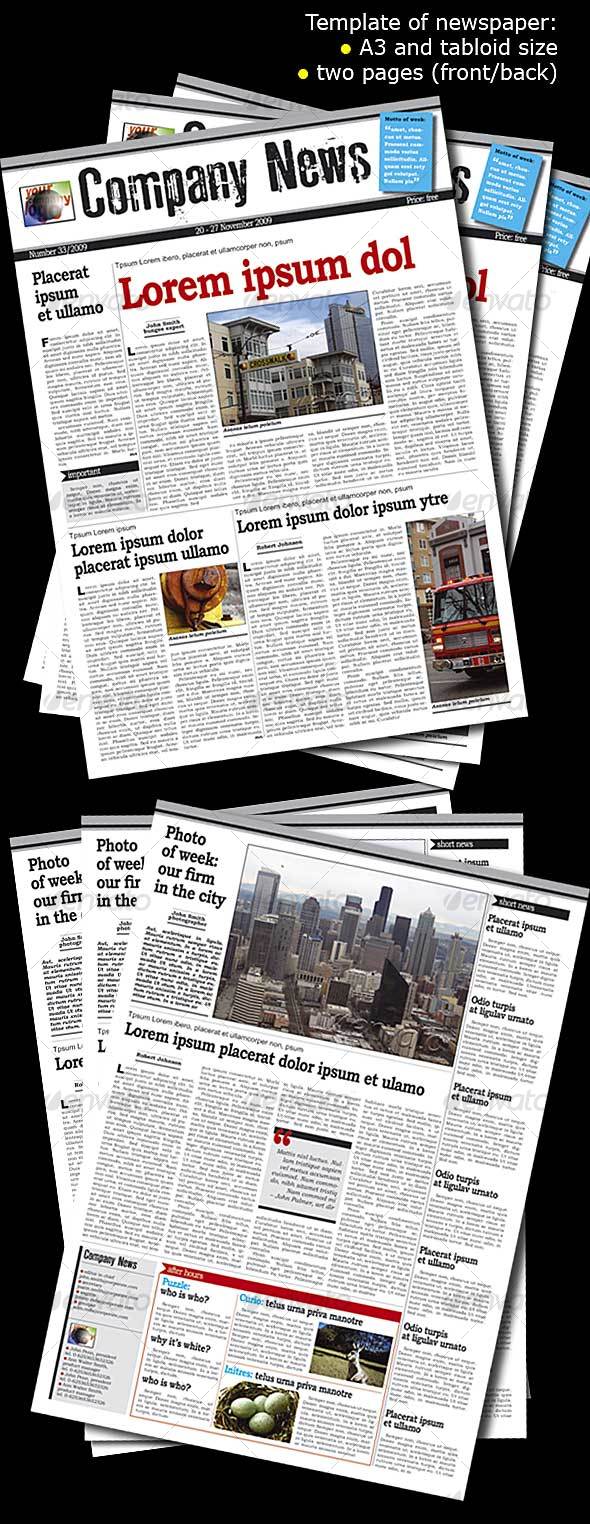 Newspaper template - two pages A3 - Newsletters Print Templates