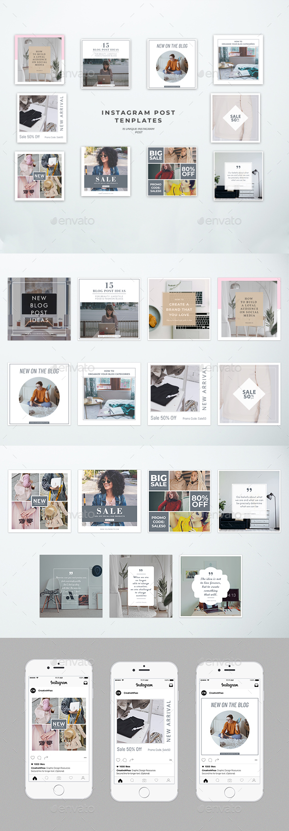 15 Instagram Post Templates - Social Media Web Elements