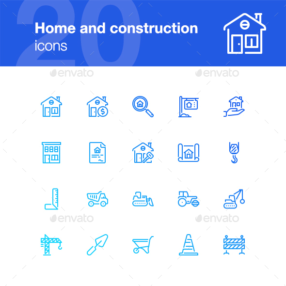 20 Home and construction icons - Buildings Objects