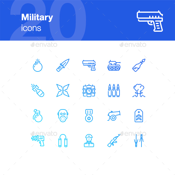 20 Military Icons - Objects Icons