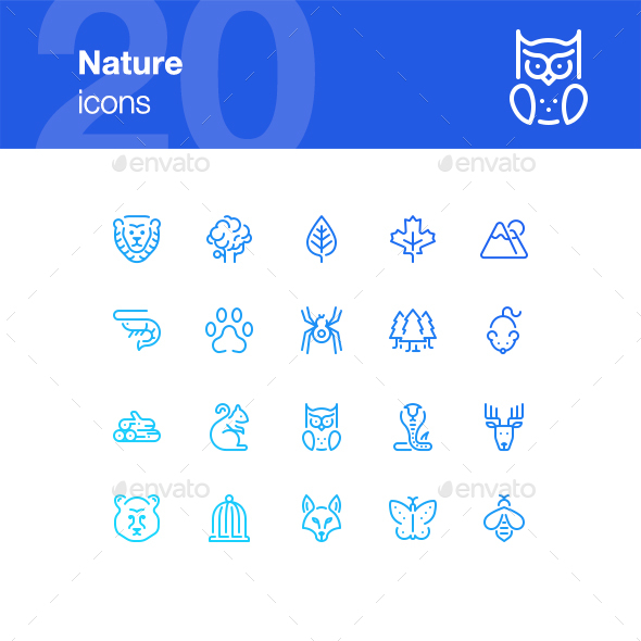 20 Nature icons - Animals Characters