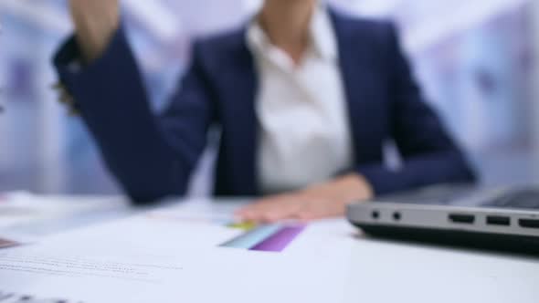 Business Woman Stamping Document Table, Director Approving Contract, Paperwork alt