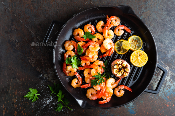 Prawns roasted on grill Stock Photo by sea_wave | PhotoDune