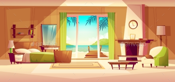Vector Panorama of Villa Interior - Buildings Objects