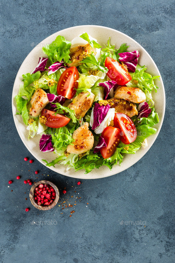Fresh vegetable salad with chicken breast - Stock Photo - Images