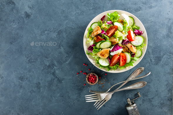Fresh vegetable salad with chicken breast - Stock Photo - Images