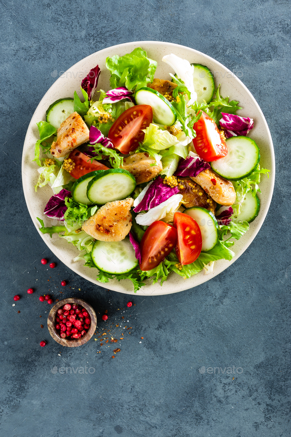 Fresh vegetable salad with chicken breast - Stock Photo - Images