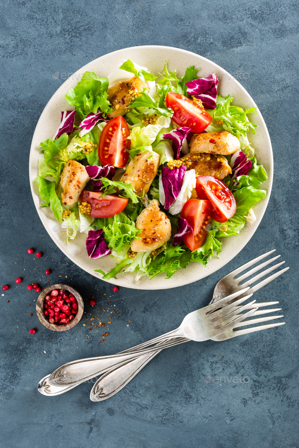 Fresh vegetable salad with chicken breast - Stock Photo - Images