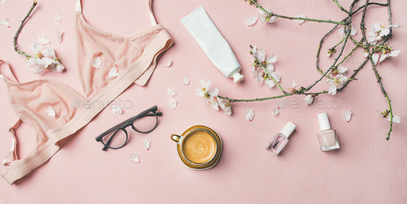 Womans morning rituals - Stock Photo - Images