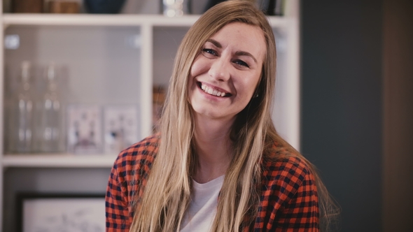  Pretty Young Blonde Girl with Long Hair Smiling Happily alt