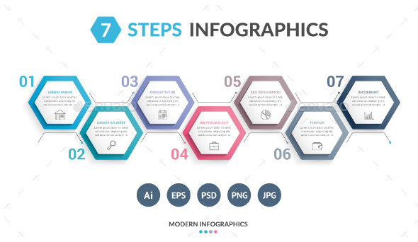 Infographic Template with 7 Hexagons - Infographics