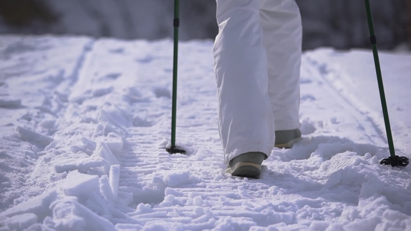 Foot Feet Steeps. Hiking Walking. . Snow Winter Landscape. Recreation Activity