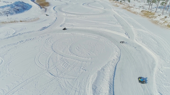 Winter Cart Track Kartin Drone Flight Snow Race  Carting alt