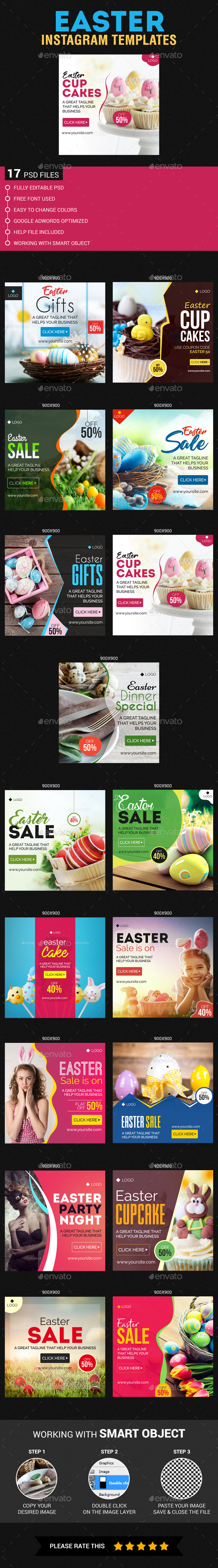 Easter Instagram Templates - Banners & Ads Web Elements