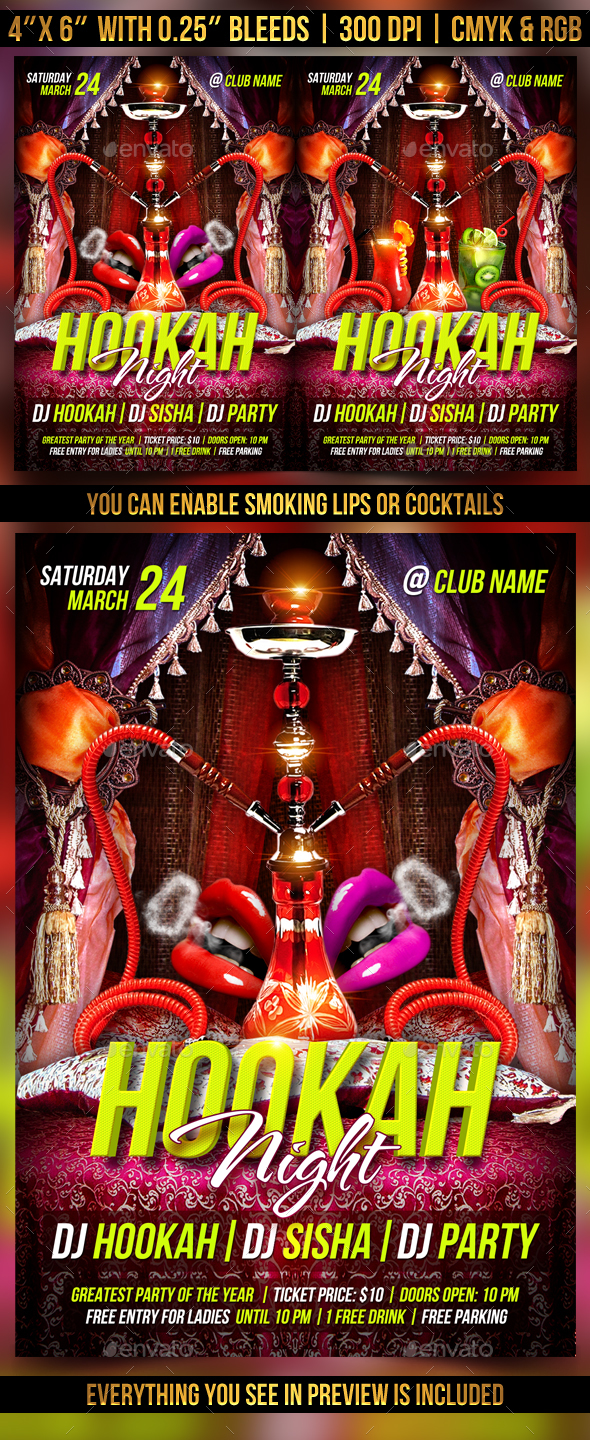 Hookah Night Flyer - Clubs & Parties Events