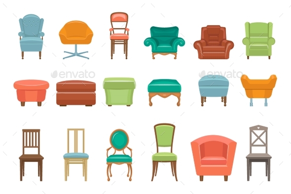 Collection of Different Types of Seating - Man-made Objects Objects