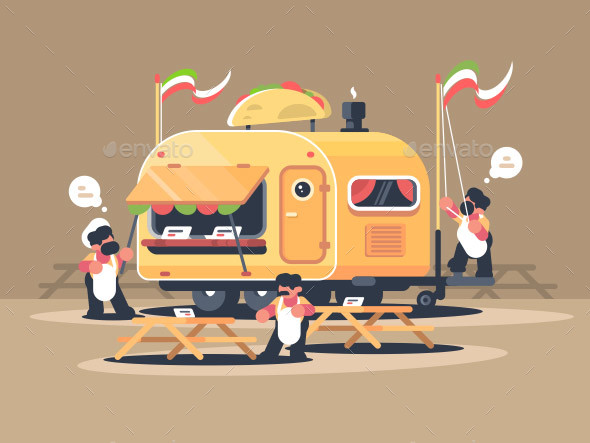 Mobile Van Kiosk for Nacho Sales - Food Objects
