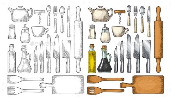 Set of Kitchen Utensils - Food Objects