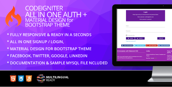 CodeIgniter ion-auth Template - CodeCanyon 21611365