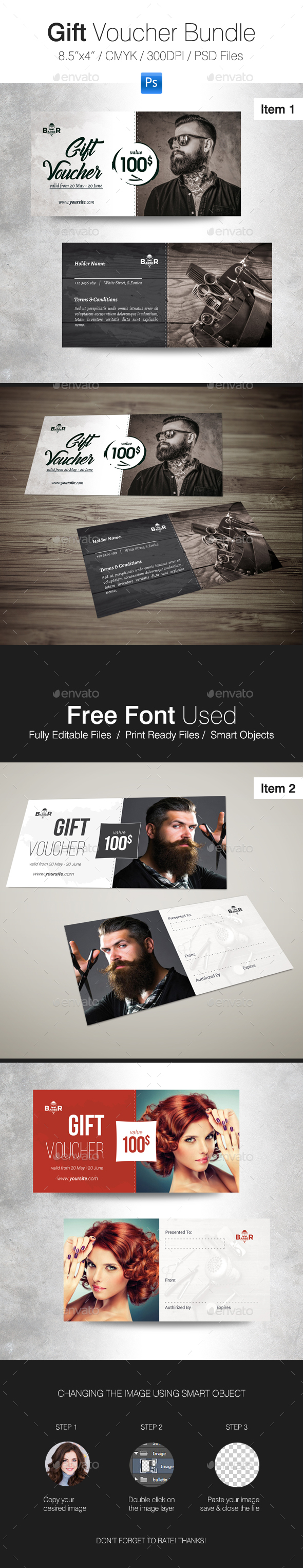 Hairdresser Gift Voucher Bundle - Cards & Invites Print Templates