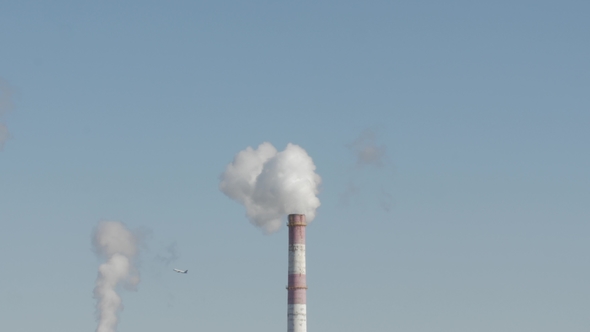 Smoke Stack with a Thick Smoke Plume.