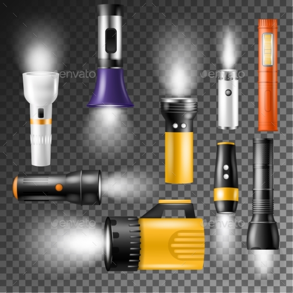 Flashlight Vectors with Light - Man-made Objects Objects