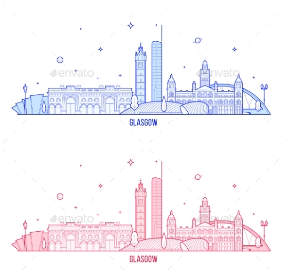 Glasgow Skyline Scotland UK Vector City Buildings - Buildings Objects