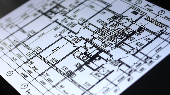 Architecture Blueprint Drawing On Touch Screen Computer