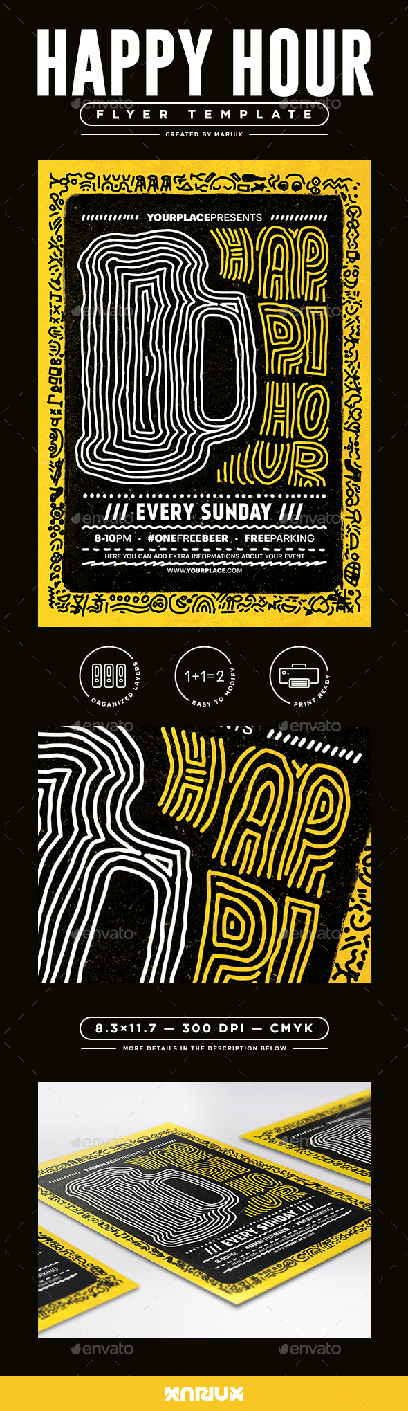 Happy Hour Flyer/Poster - Clubs & Parties Events