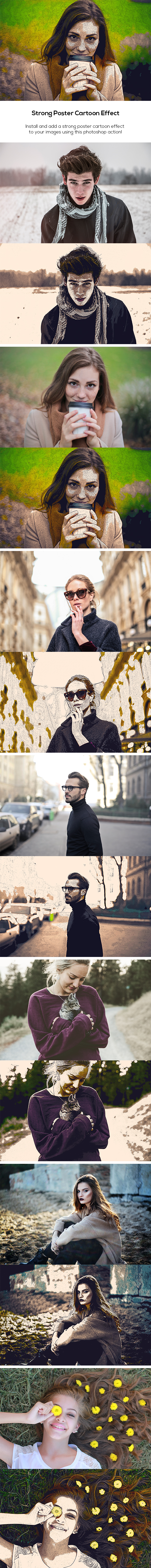 Strong Poster Cartoon Effect - Photo Effects Actions
