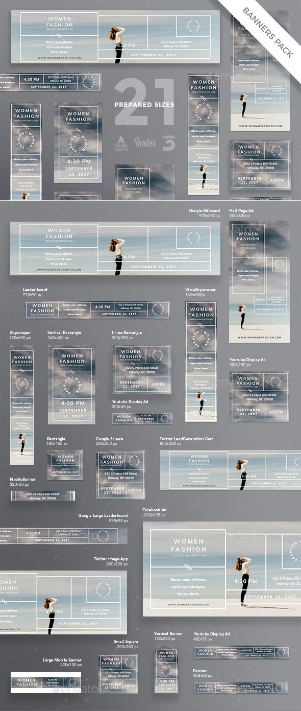 Women Fashion Banner Pack - Banners & Ads Web Elements