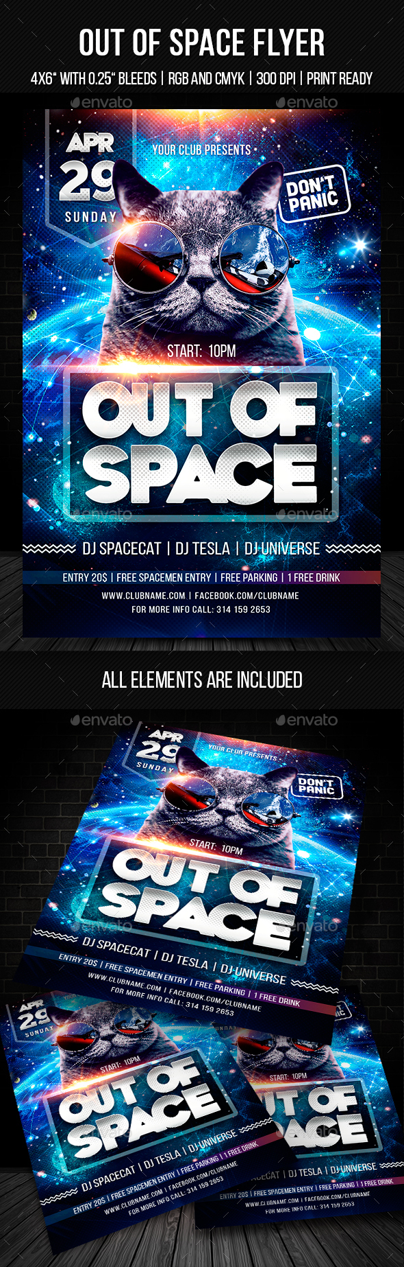 Out of Space Flyer Template - Clubs & Parties Events